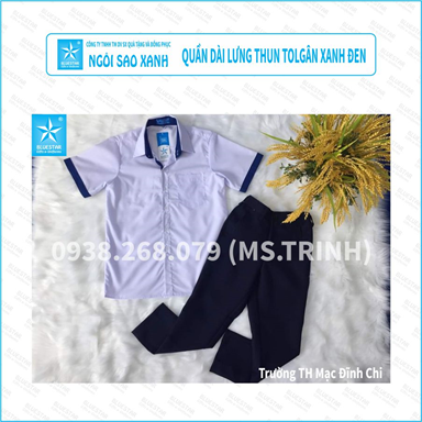 QUẦN DÀI LƯNG THUN TOL GÂN XANH ĐEN - TIỂU HỌC MẠC ĐỈNH CHI